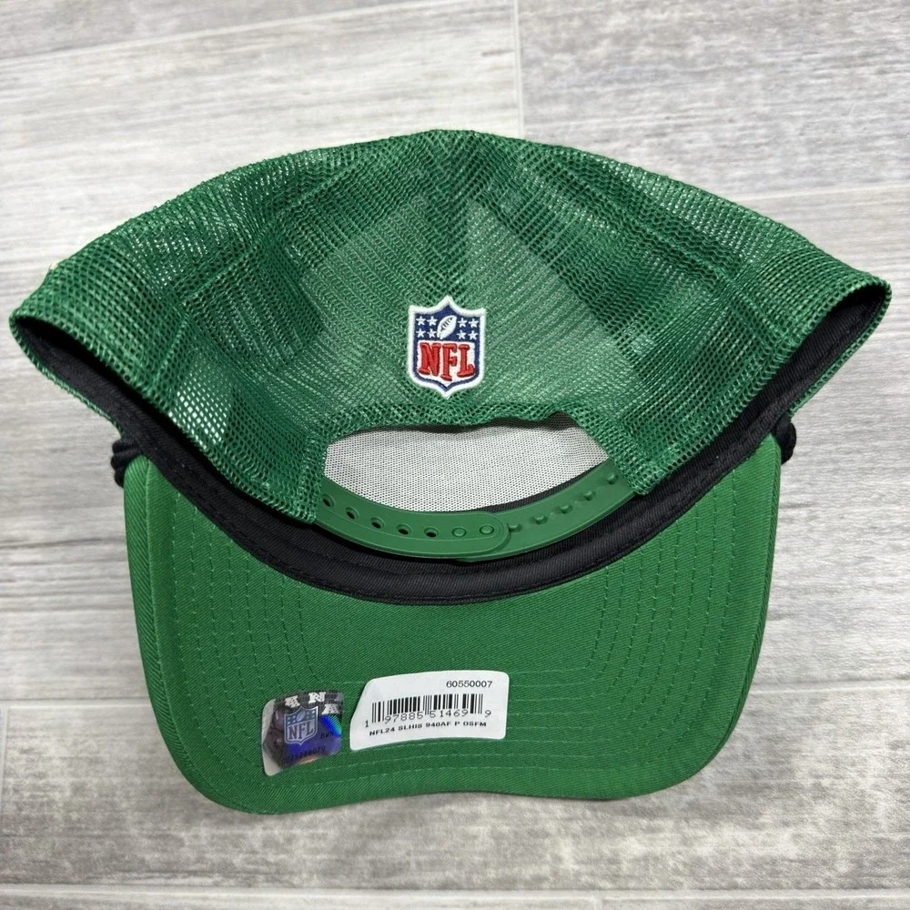 Men's New Era Stone/Kelly Green Philadelphia Eagles 9FORTY A-Frame Trucker Hat